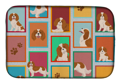 Lots of Dogs Dish Drying Mat (Dog Breed: Cavalier Spaniel - Blenheim, size: 14  x 21")