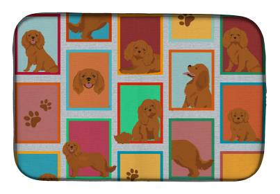 Lots of Dogs Dish Drying Mat (Dog Breed: Cavalier Spaniel - Ruby, size: 14  x 21")