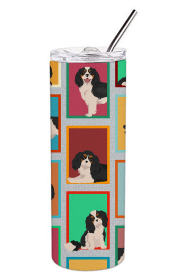 Lots of Dogs Stainless Steel Skinny Tumbler (Design: Cavalier Spaniel - Tricolor, size: 20 oz)