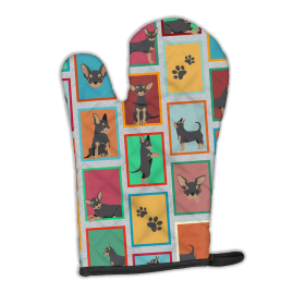 Lots of Dogs Oven Mitt (Design: Chihuahua - Black and Tan, size: 12HX8.5W)