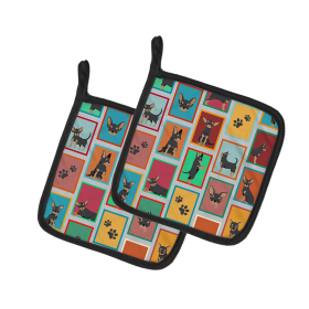 Lots of Dogs Pair of Pot Holders (Design: Chihuahua - Black and Tan, size: 7.5HX7.5W)