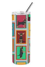 Lots of Dogs Stainless Steel Skinny Tumbler (Design: Chihuahua - Black and Tan, size: 20 oz)