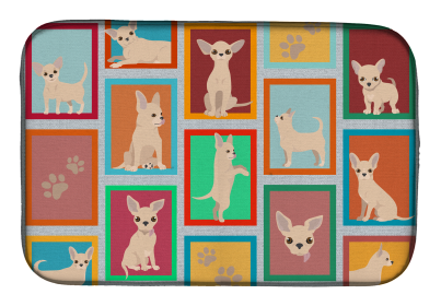 Lots of Dogs Dish Drying Mat (Dog Breed: Chihuahua - Cream, size: 14  x 21")