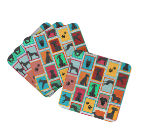 Lots of Dogs Foam Coasters (Dog Breed: Great Dane - Black, size: 3.5)