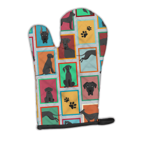 Lots of Dogs Oven Mitt (Design: Great Dane - Black, size: 12HX8.5W)