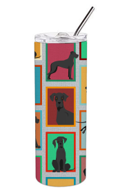Lots of Dogs Stainless Steel Skinny Tumbler (Design: Great Dane - Black, size: 20 oz)