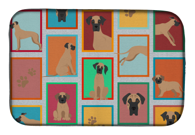 Lots of Dogs Dish Drying Mat (Dog Breed: Great Dane - Fawn, size: 14  x 21")