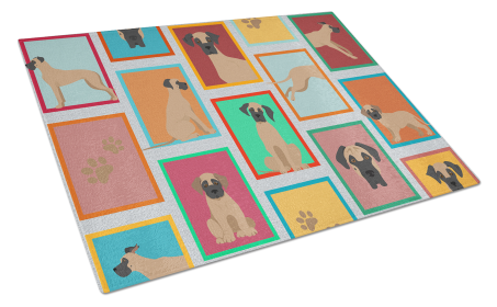 Lots of Dogs Glass Cutting Board (Dog Breed: Great Dane - Fawn, size: large)