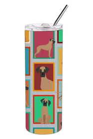 Lots of Dogs Stainless Steel Skinny Tumbler (Design: Great Dane - Fawn, size: 20 oz)