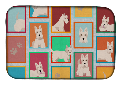 Lots of Dogs Dish Drying Mat (Dog Breed: Scottish Terrier - Wheaten, size: 14  x 21")