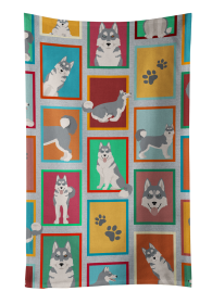 Lots of Dogs Kitchen Towel (Dog Breed: Siberian Husky - Grey, size: 25Hx15W)