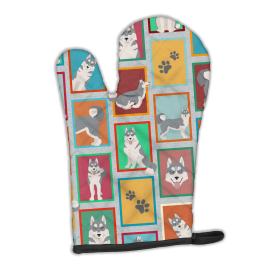 Lots of Dogs Oven Mitt (Design: Siberian Husky - Grey, size: 12HX8.5W)