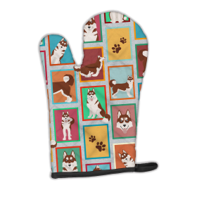 Lots of Dogs Oven Mitt (Design: Siberian Husky - Red, size: 12HX8.5W)
