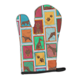 Lots of Dogs Oven Mitt (Design: Doberman Pinscher - Red, size: 12HX8.5W)