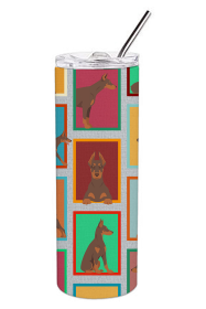 Lots of Dogs Stainless Steel Skinny Tumbler (Design: Doberman Pinscher - Red, size: 20 oz)