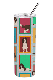 Lots of Dogs Stainless Steel Skinny Tumbler (Design: English Springer Spaniel - Liver, size: 20 oz)