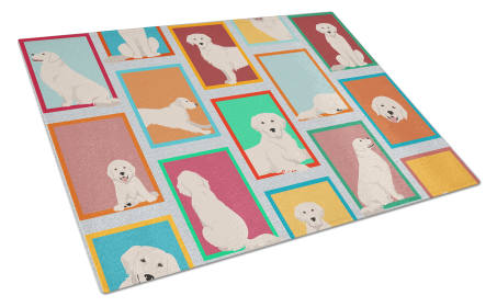 Lots of Dogs Glass Cutting Board (Dog Breed: Golden Retriever - Cream, size: large)
