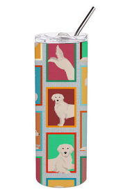Lots of Dogs Stainless Steel Skinny Tumbler (Design: Golden Retriever - Cream, size: 20 oz)