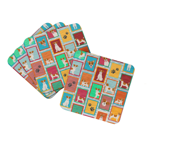 Lots of Dogs Foam Coasters (Dog Breed: Jack Russell Terrier - Red and White, size: 3.5)