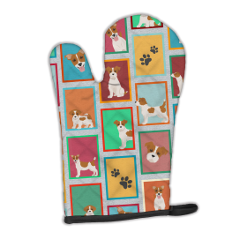 Lots of Dogs Oven Mitt (Design: Jack Russell Terrier - Red and White, size: 12HX8.5W)
