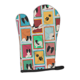 Lots of Dogs Oven Mitt (Design: Papillon - Black and Whtie, size: 12HX8.5W)