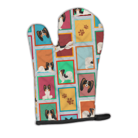 Lots of Dogs Oven Mitt (Design: Papillon - Tricolor, size: 12HX8.5W)