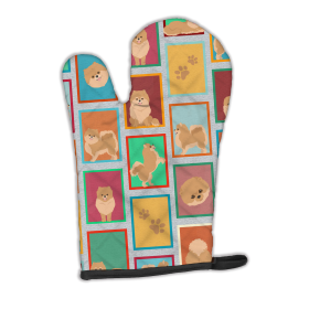 Lots of Dogs Oven Mitt (Design: Pomeranian - Orange, size: 12HX8.5W)