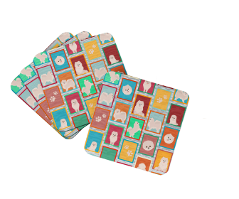 Lots of Dogs Foam Coasters (Dog Breed: Pomeranian - White, size: 3.5)