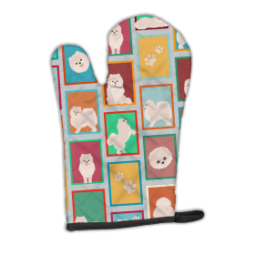 Lots of Dogs Oven Mitt (Design: Pomeranian - White, size: 12HX8.5W)