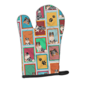 Lots of Dogs Oven Mitt (Design: Sheltie - Blue Merle, size: 12HX8.5W)