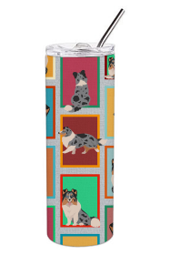 Lots of Dogs Stainless Steel Skinny Tumbler (Design: Sheltie - Blue Merle, size: 20 oz)