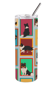 Lots of Dogs Stainless Steel Skinny Tumbler (Design: Sheltie - Tricolor, size: 20 oz)
