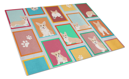 Lots of Dogs Glass Cutting Board (Dog Breed: Corgi - Pembroke Fawn, size: large)