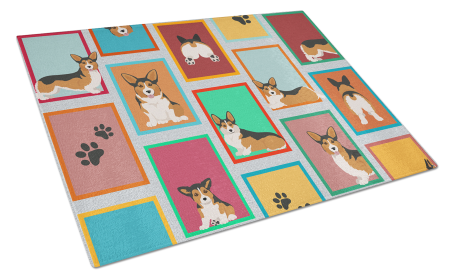Lots of Dogs Glass Cutting Board (Dog Breed: Corgi - Pembroke Sable, size: large)