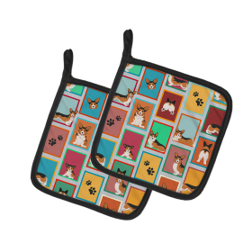 Lots of Dogs Pair of Pot Holders (Design: Corgi - Pembroke Sable, size: 7.5HX7.5W)