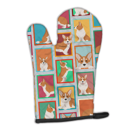 Lots of Dogs Oven Mitt (Design: Corgi - Cardigan Red, size: 12HX8.5W)