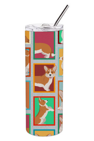 Lots of Dogs Stainless Steel Skinny Tumbler (Design: Corgi - Cardigan Red, size: 20 oz)