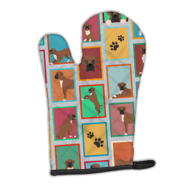 Lots of Dogs Oven Mitt (Design: Boxer - Black Face, size: 12HX8.5W)