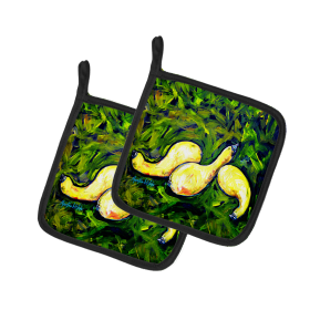 Martin Welch New Artwork Pair of Pot Holders (Design: Three Crooks Squash, size: 7.5HX7.5W)