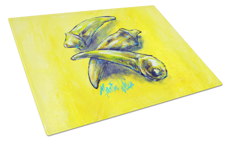 Martin Welch New Artwork Glass Cutting Board (Dog Breed: Three to Get Ready Okra, size: large)