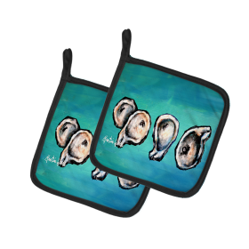 Martin Welch New Artwork Pair of Pot Holders (Design: Four Oyster Shells on Board, size: 7.5HX7.5W)