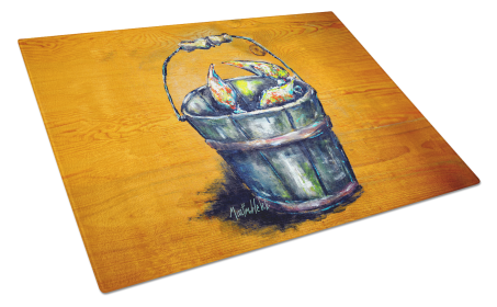 Martin Welch New Artwork Glass Cutting Board (Dog Breed: A Crab Bucket, size: large)