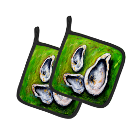 Martin Welch New Artwork Pair of Pot Holders (Design: All Shucked Oysters, size: 7.5HX7.5W)