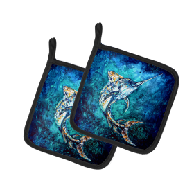 Martin Welch New Artwork Pair of Pot Holders (Design: American Marlin, size: 7.5HX7.5W)