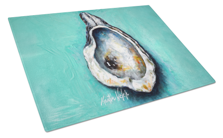 Martin Welch New Artwork Glass Cutting Board (Dog Breed: Aqua Pearl Oyster, size: large)