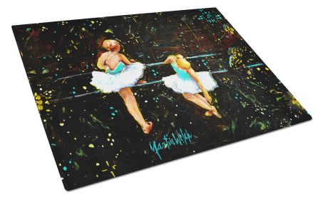 Martin Welch New Artwork Glass Cutting Board (Dog Breed: At Practice Ballet, size: large)