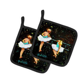 Martin Welch New Artwork Pair of Pot Holders (Design: At Practice Ballet, size: 7.5HX7.5W)