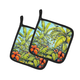 Martin Welch New Artwork Pair of Pot Holders (Design: Banana Cabana, size: 7.5HX7.5W)