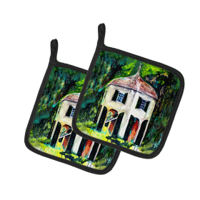 Martin Welch New Artwork Pair of Pot Holders (Design: Batchelors Pad Garsoniere, size: 7.5HX7.5W)