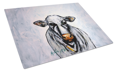 Martin Welch New Artwork Glass Cutting Board (Dog Breed: Bessie the Cow, size: large)